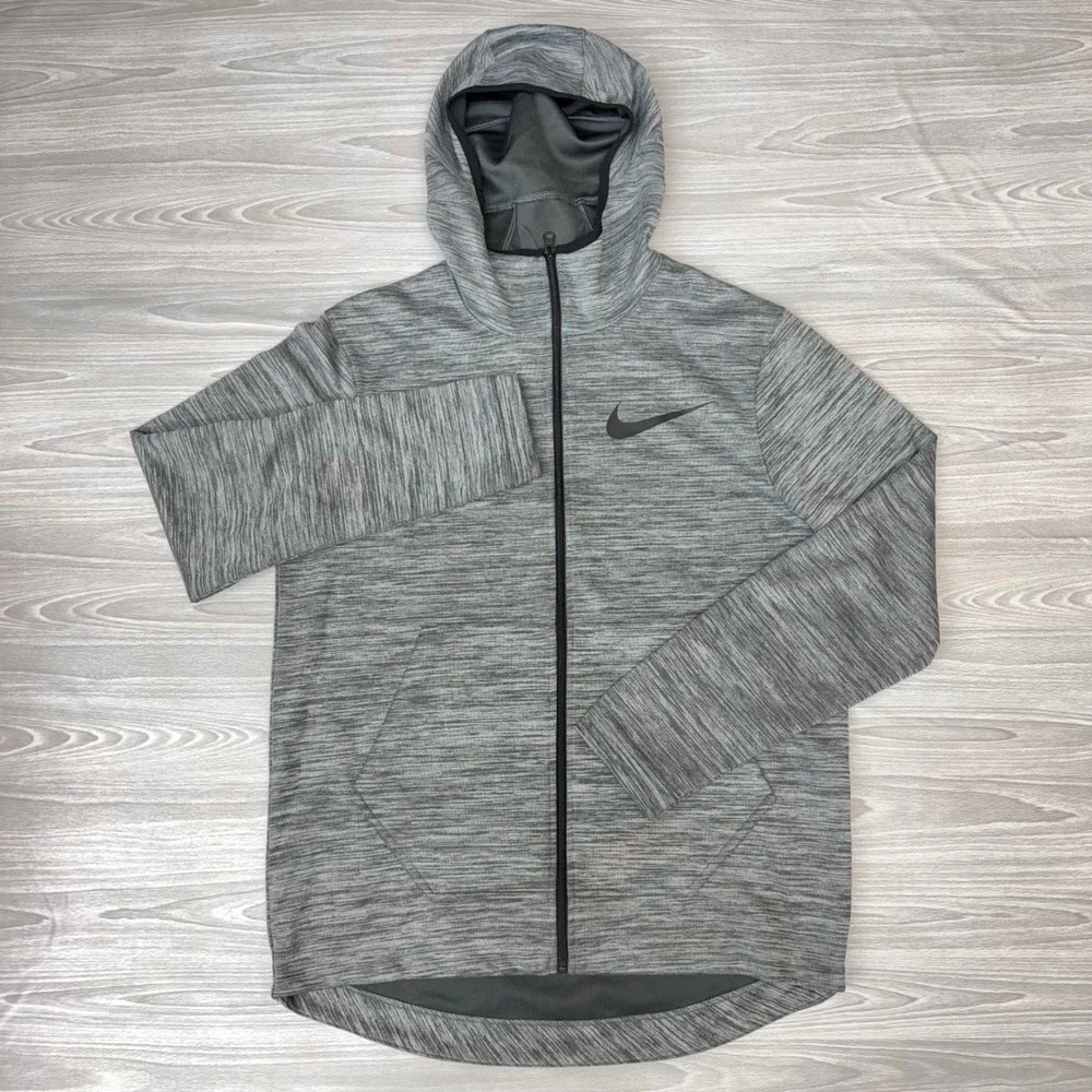 Nike Dri-FIT Mens Full Zip Hoodie Grey Space Dye‎ AH7596-050 M